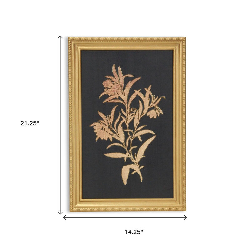 HomeRoots 21" X 14" Gold And Black Flower Bouquet Wood Framed Art image number 6