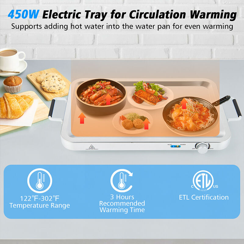 2 in 1 Electric Warming Tray with Temperature Control
