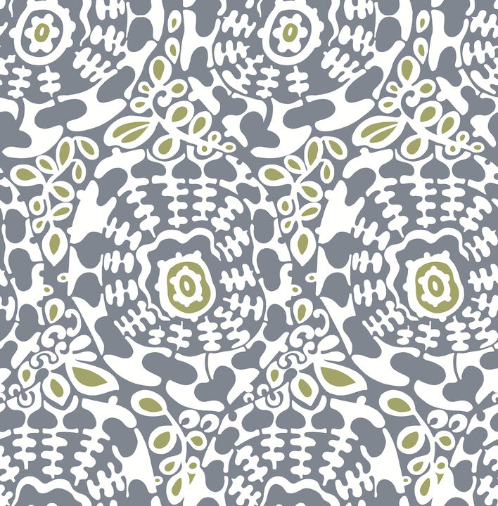 Divine Slate Abstract Medallion Wallpaper