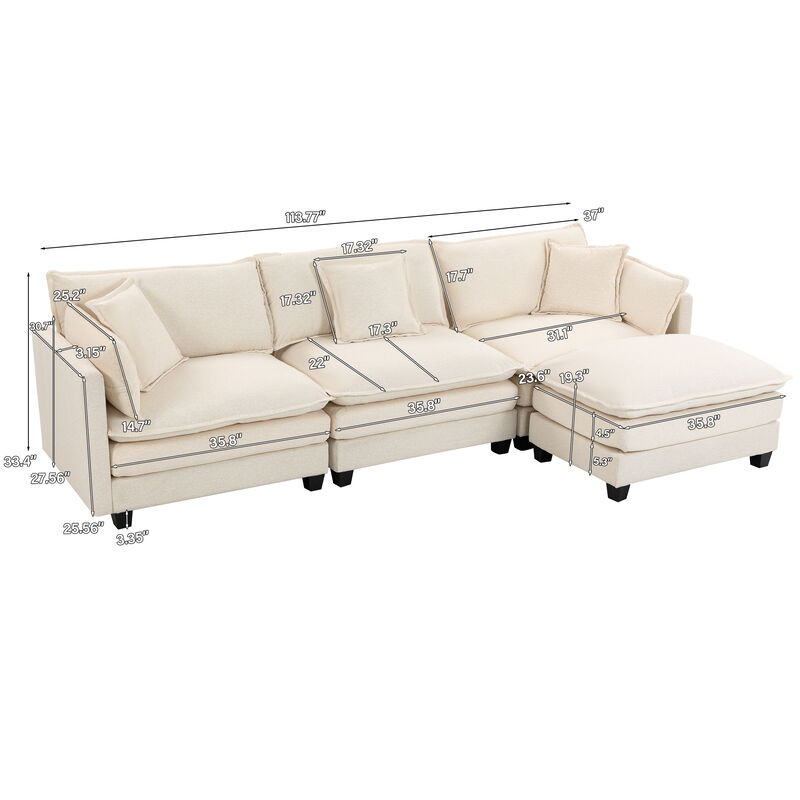 Saslip Modern 3seats with ottoman Sectional image number 2