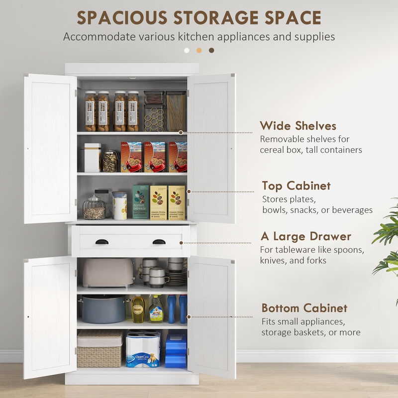 Hivvago Tall Kitchen Pantry Cabinet with Adjustable Shelves image number 3