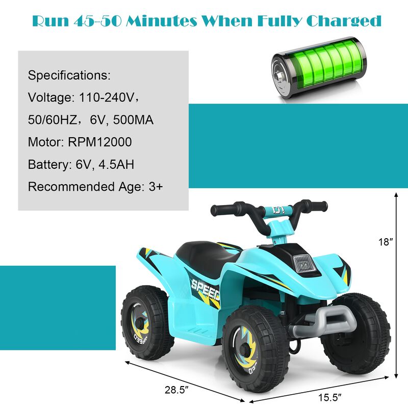 Kids 6V Electric ATV 4 Wheel Ride On Toy for Outdoor Play image number 2