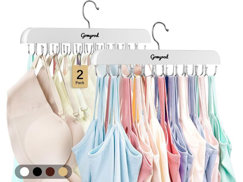 2-Pack Bra Hanger for Closet | Wooden Tank Top Hanger with 20 Hook Capacity image number 0