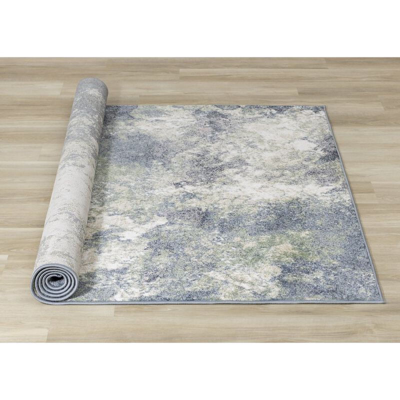 Novelle Home Davi Blue Green Cream Distressed Abstract Area Rug, 7'10 x 10'6 image number 3