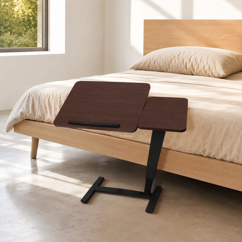 GOODSILO Mobile Rolling Height Adjustable Overbed Bedside Desk Tilting Laptop Stand Tray Table with Wheels for Use on Bed, Sofa for Work, Meals, Reading Activities image number 3
