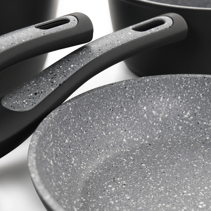 Oster 10 Piece Non-Stick Aluminum Cookware Set in Black and Grey Speckle