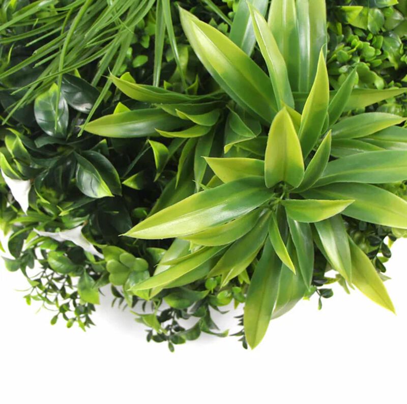 Slimline Flowering White Artificial Green Wall Disc UV Resistant 40" (White Frame Wall Art) image number 3