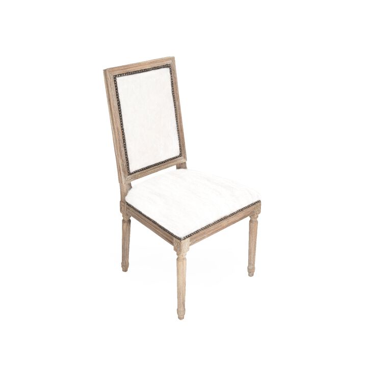 Square Back Cow Hide Side Dining Chair
