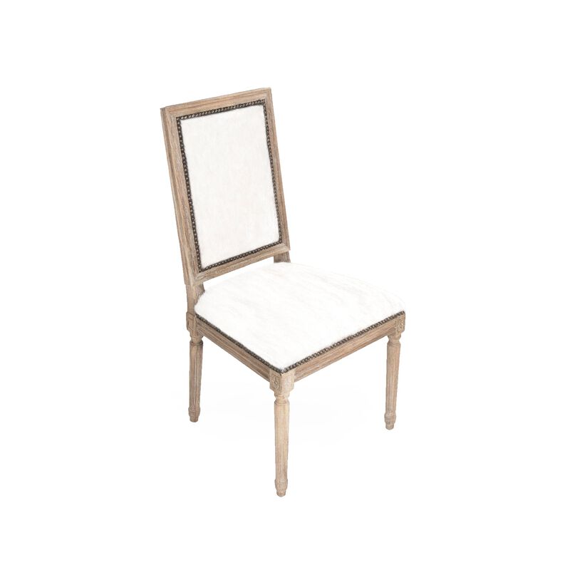 Square Back Cow Hide Side Dining Chair