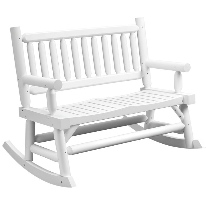 Hivvago Wooden 2-Person Rocking Chair with Wide Seats