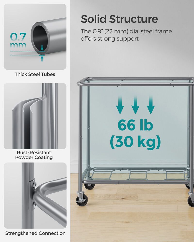 200L Laundry Sorter Cart &ndash; 3-Compartment Rolling Hamper with Removable Liners and Frame