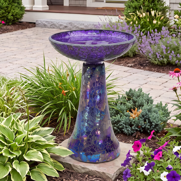 Crackled Glass Mosaic Bird Bath