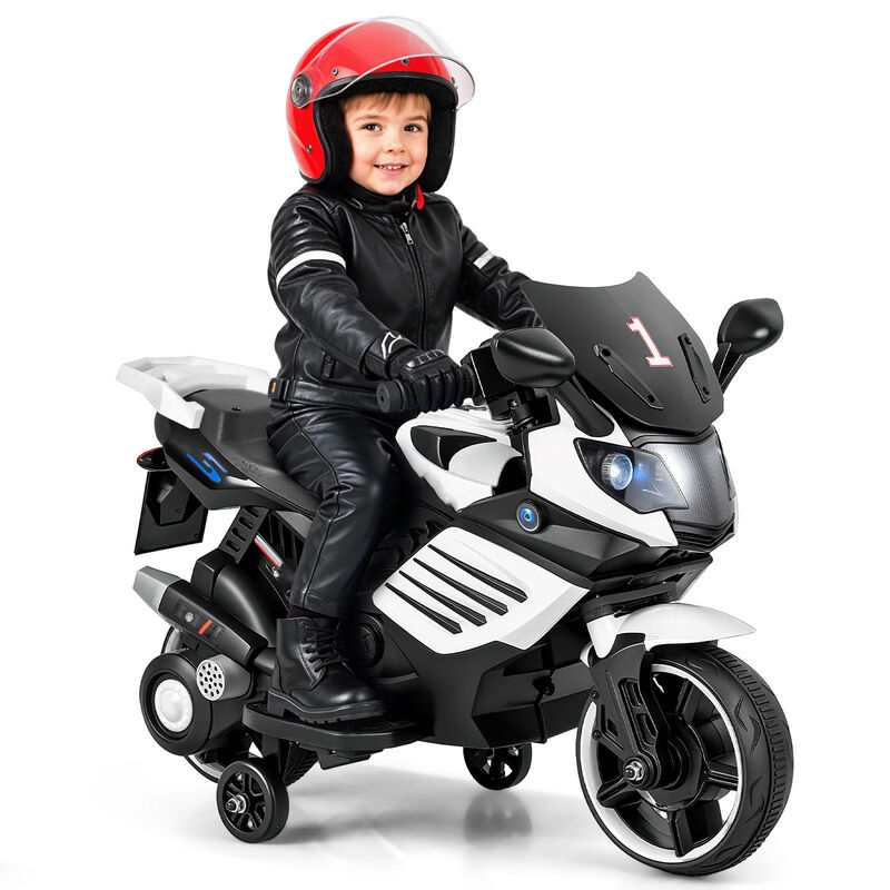 Electric Kids Motorcycle 6V with Headlights Music and Detachable Training Wheels for Yard image number 5