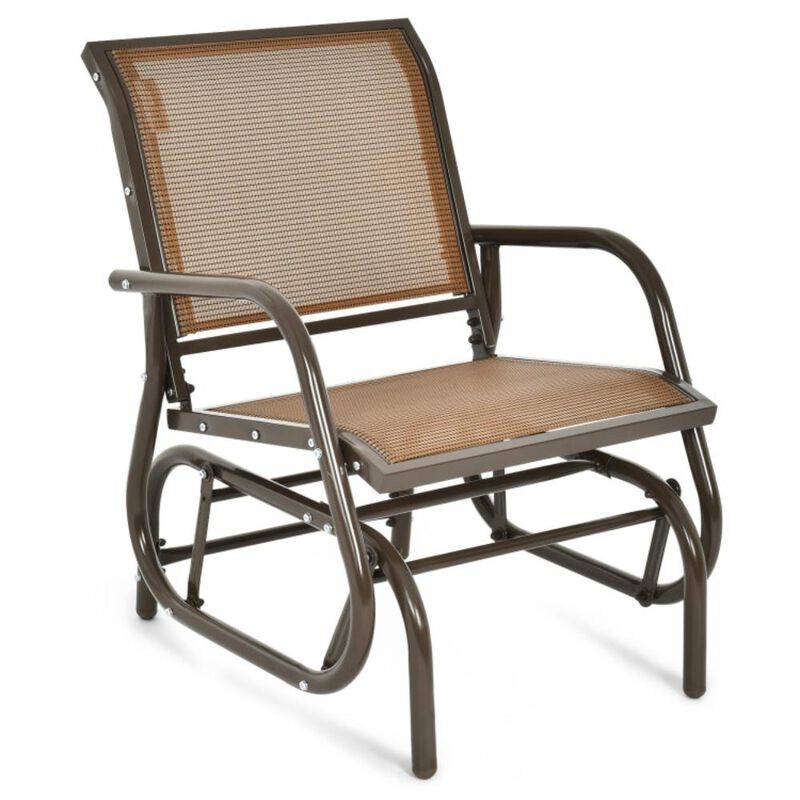 Hivvago Outdoor Single Swing Glider Rocking Chair with Armrest