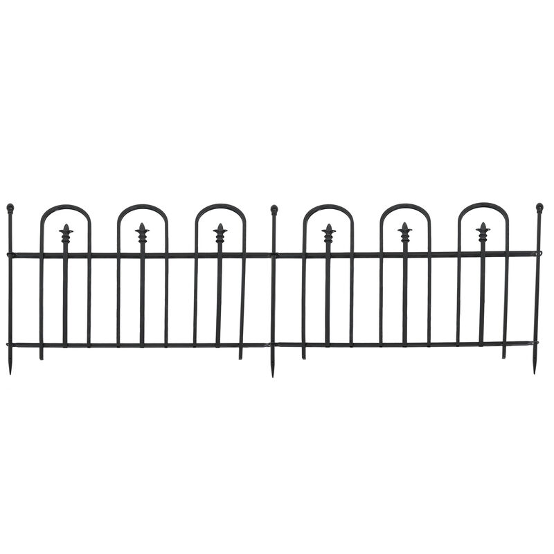 Sunnydaze 2-Piece Strasbourg Steel Garden Border Fencing - 6 ft - Black