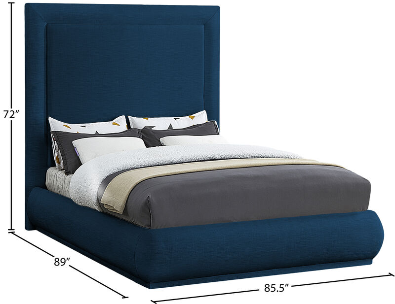 Meridian Furniture Brooke Navy Linen Textured Fabric King Bed image number 7
