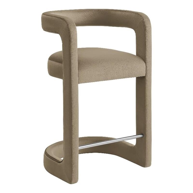 Modway Winslow Performance Velvet Counter Stool with Stainless Steel Footrest in Taupe image number 0