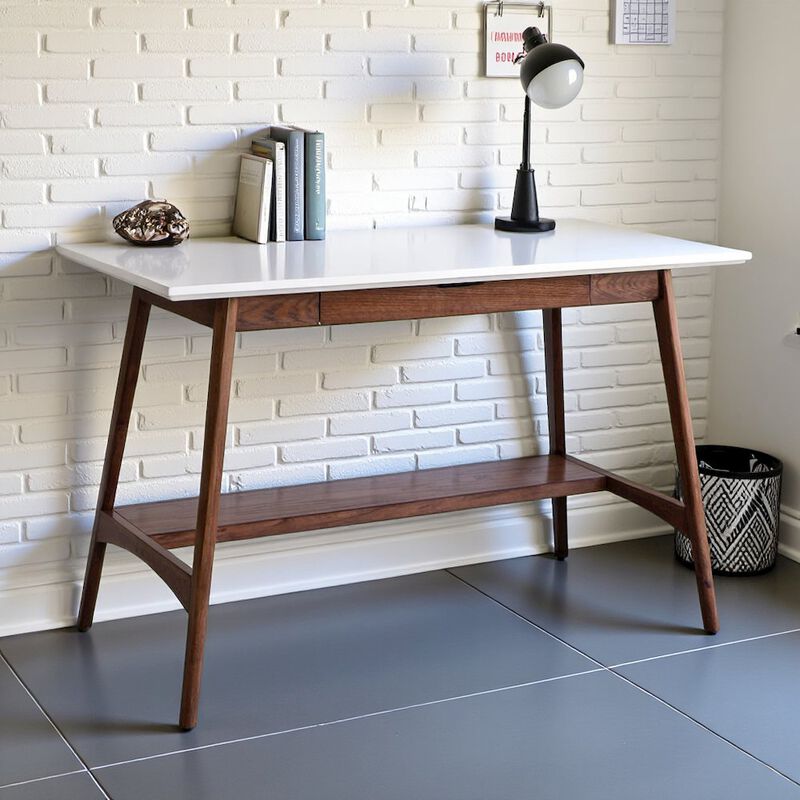 Starlight Canyon Home White Office Table – 24 Inch Minimalist Desk with MDF Top and Shelf