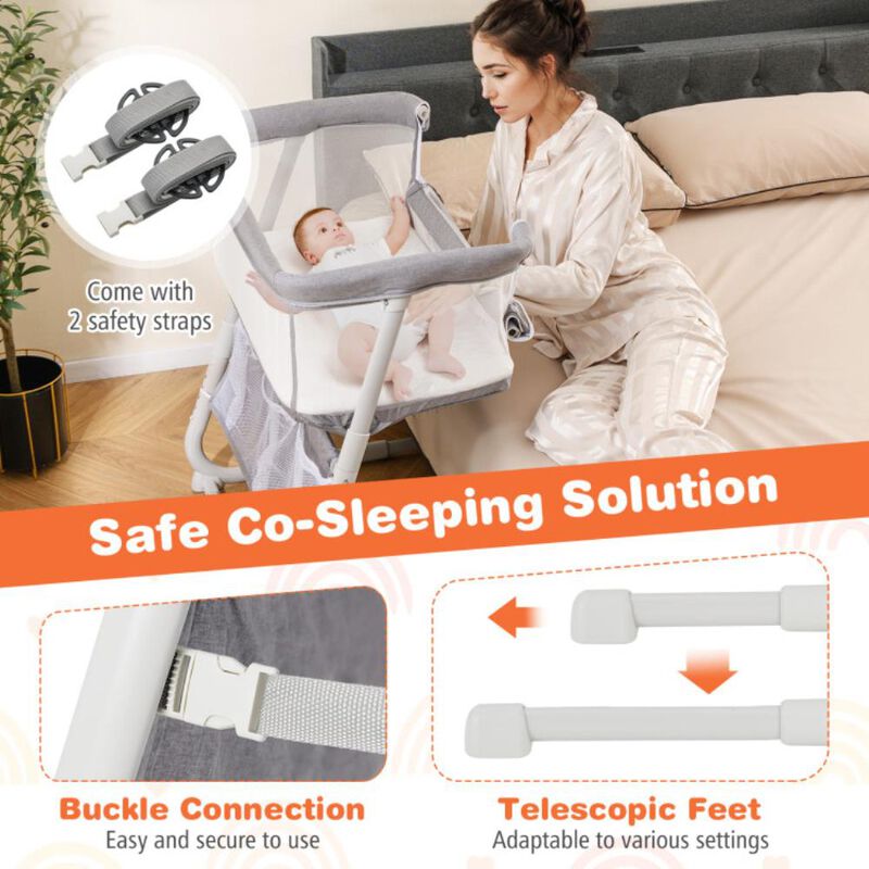 Hivvago Baby Bassinet Bedside Crib with Adjustable Height Comfy Mattress