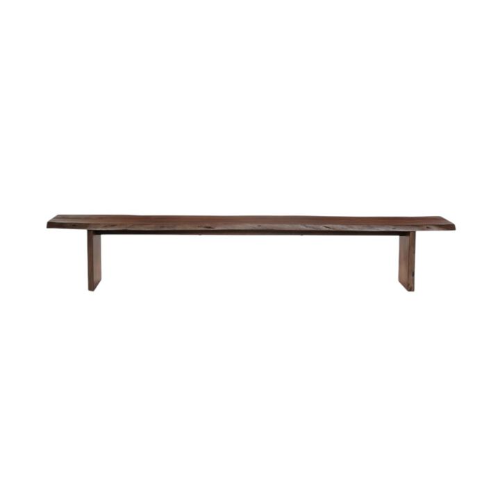 HomeRoots 60" Brown Solid Wood Solid Wood Live Edge Dining Bench