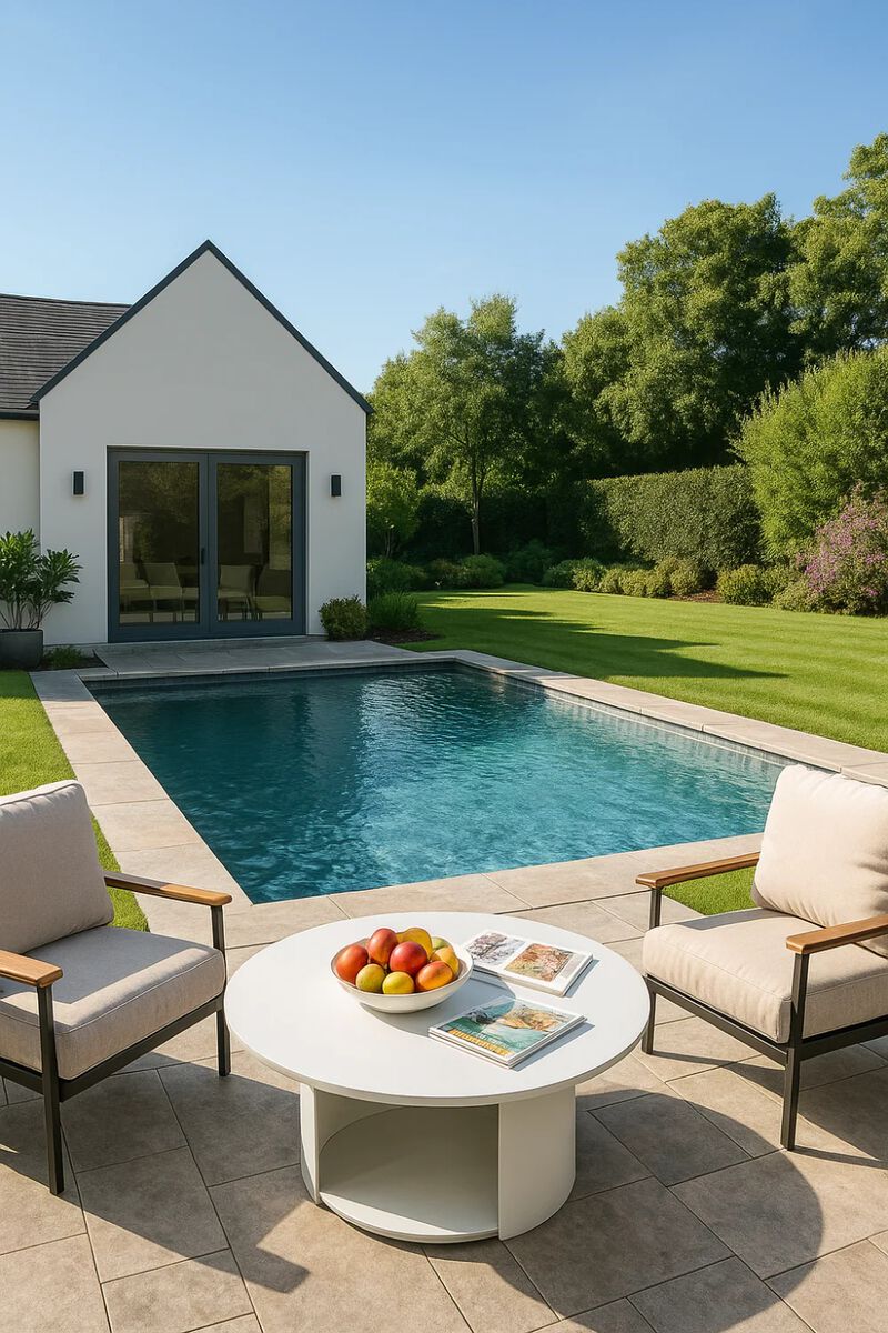 Round Outdoor White Coffee Table | OROA Modern Onza image number 5