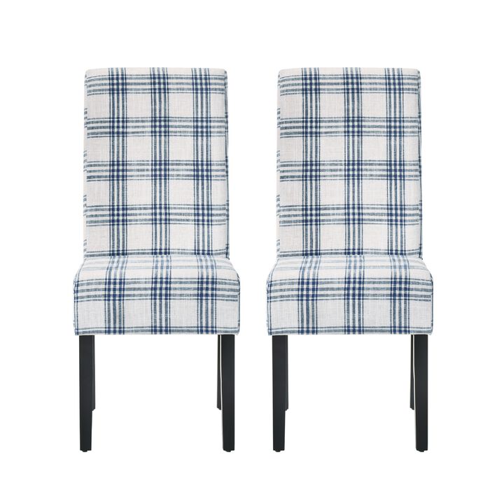 Cini Dining Side Chair Set of 2, Fabric, Black Wood Legs