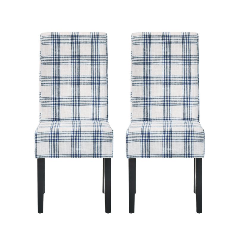 Cini Dining Side Chair Set of 2, Fabric, Black Wood Legs image number 0