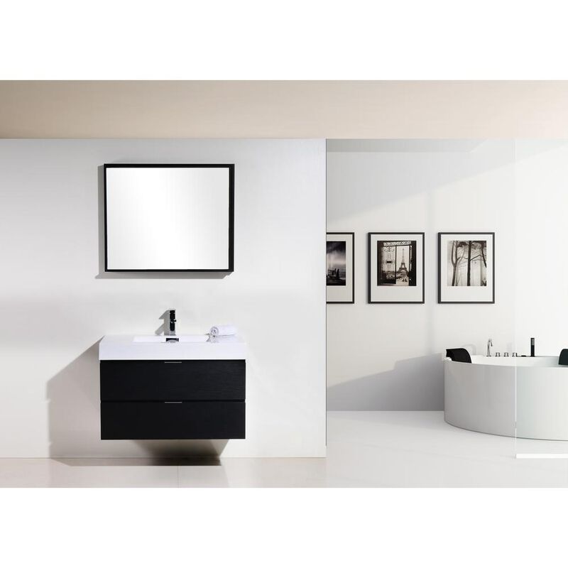 Kubebath Bliss 36 Black Wall Mount Modern Bathroom Vanity