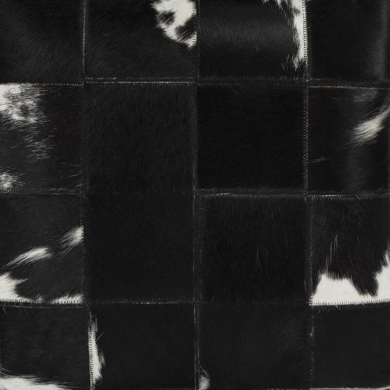 Butler Specialty Victorian Hair on Hide Cube Ottoman, Black and White image number 3