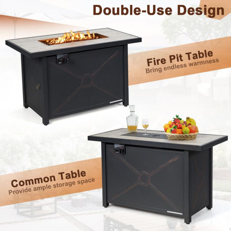 Hivvago 42 Inch 60000 BTU Propane Fire Pit Table with Ceramic Tabletop