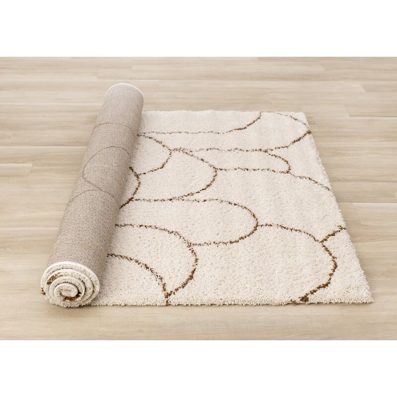 Novelle Home Madison Cream Brown Soft Arches Shag Rug, 5'3 x 7'7 image number 3