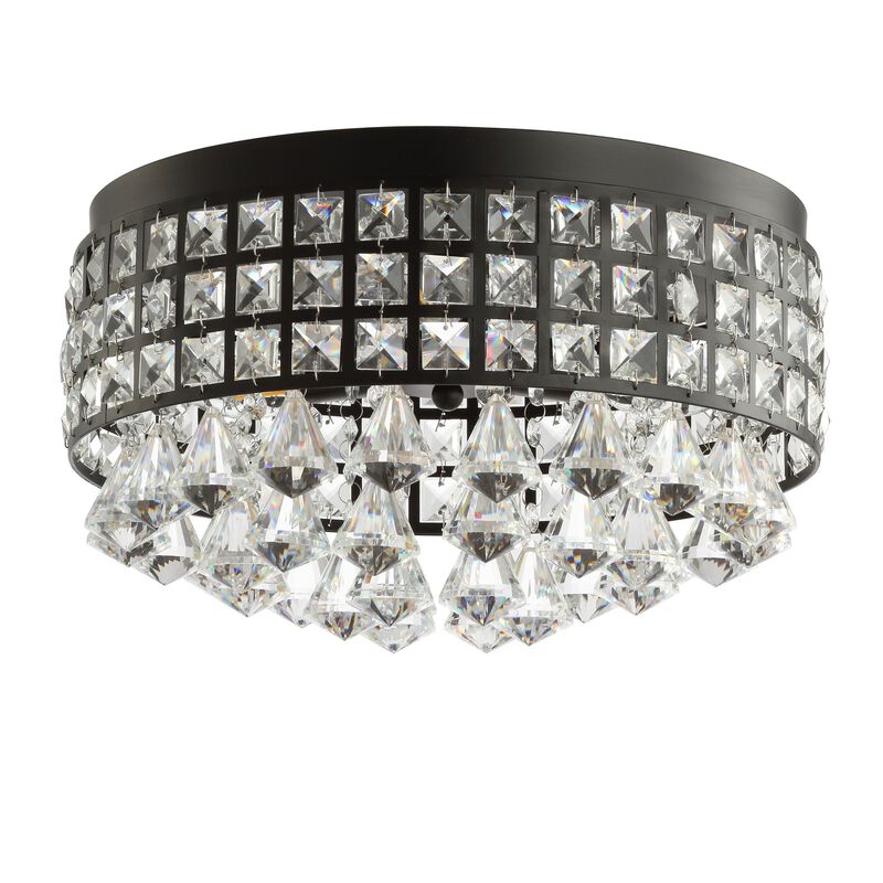 Meredith 3-Light Crystal Drops/Metal LED Flush Mount