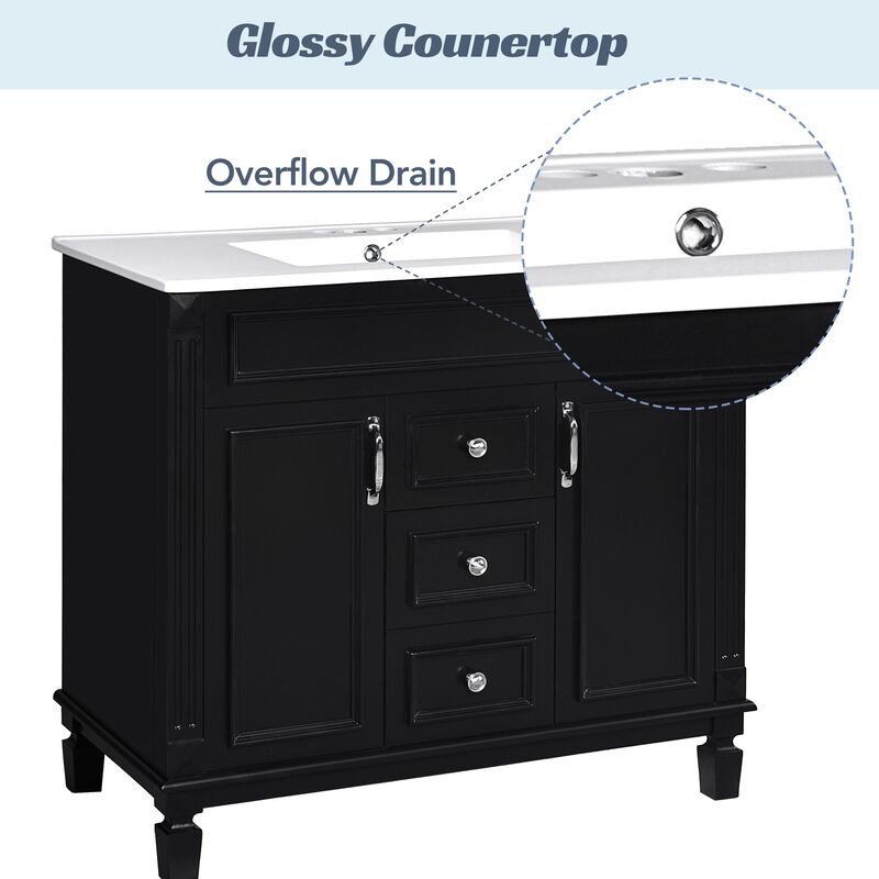 36 in. W Modern Bathroom Vanity with Sink and Top, 2 Soft-Close Doors and Storage Cabinet image number 3