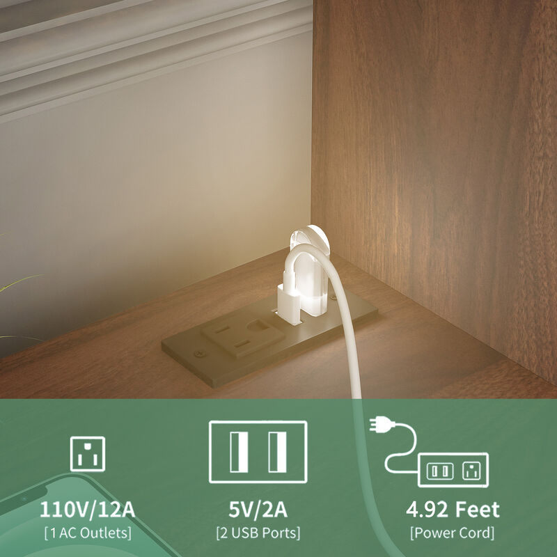 Mondawe Modern Nightstand, Smart Nightstand With Nightlight And Rechargeable Bedroom Storage