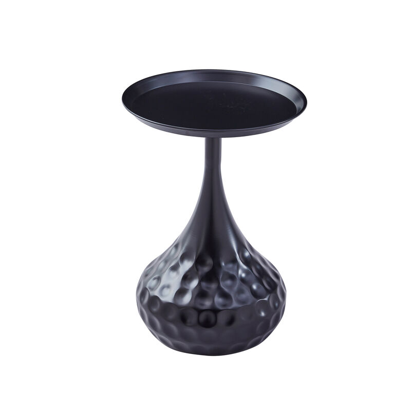 Black Metal Side Table, Small Sofa Table, Round End Table Metal, Nightstand, Small Iron Tables, Accent Coffee Table for Living Room Bedroom Office Small Space