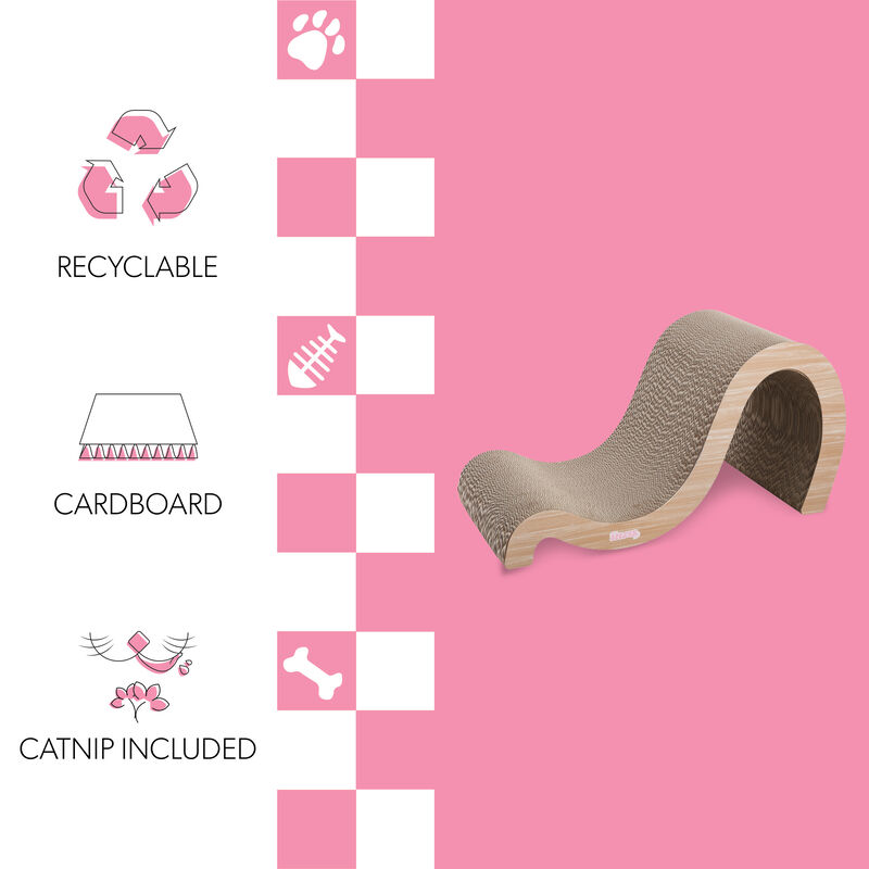Kona Modern Cardboard Double-Sided Wave Cat Scratcher with Catnip