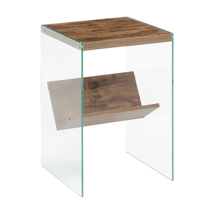 Convenience Concepts SoHo Glass End Table with Shelf, Barnwood/Glass