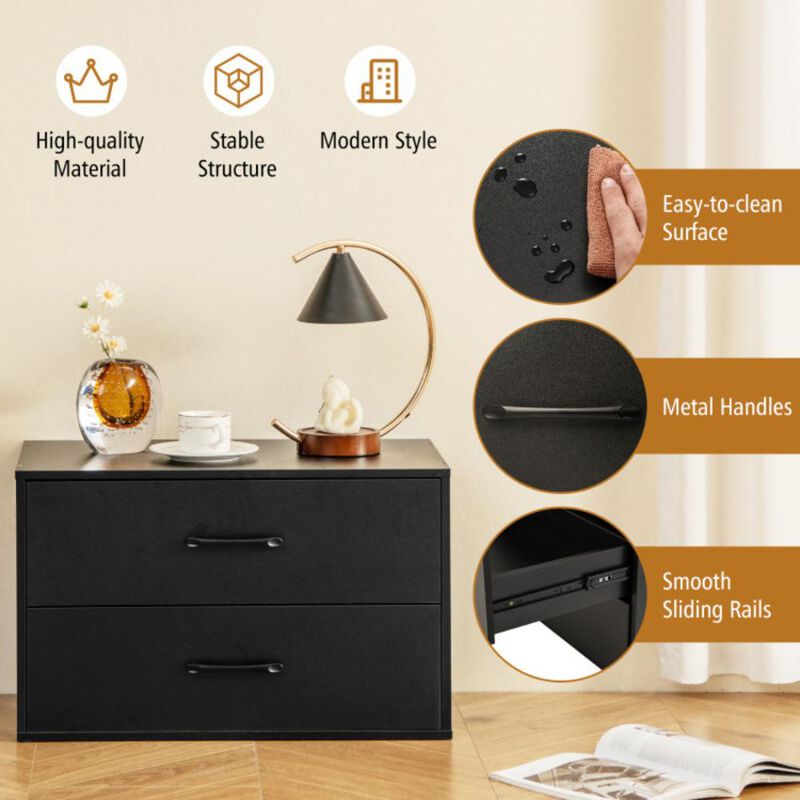 Hivvago 2-Drawer Stackable Horizontal Storage Cabinet Dresser Chest with Handles