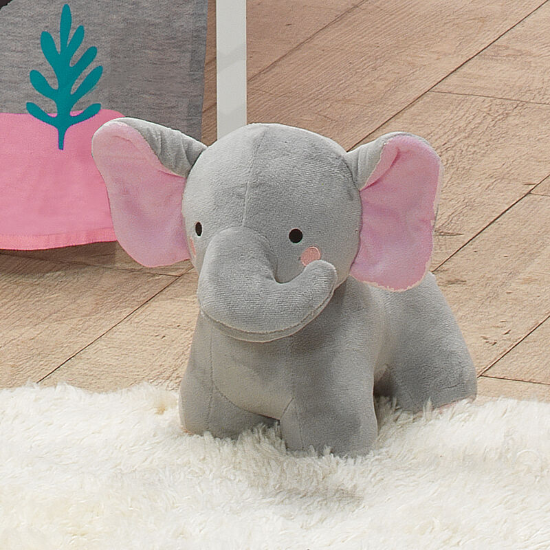 Bedtime Originals Rainbow Jungle Gray/Pink Plush Elephant Stuffed Animal Toy