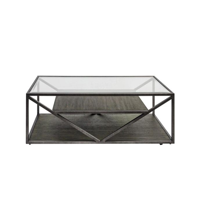 Liberty Furniture Arista Rectangular Cocktail Table in Cobblestone Brown w/ Gray Dusty Wax Hang-up