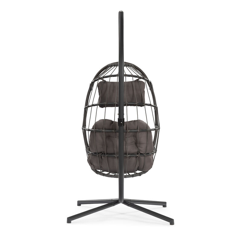 Streamdale Dark Cushion Wicker Egg Patio Swing Chair
