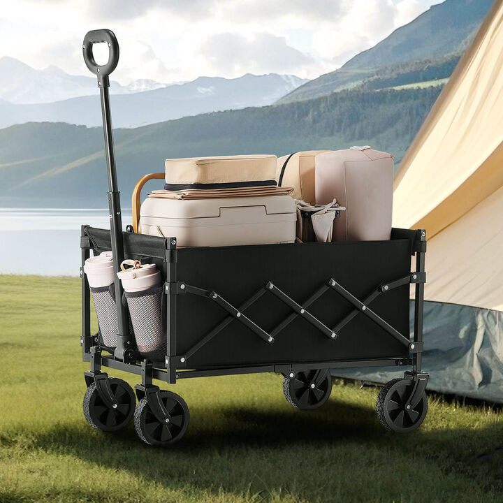 Collapsible Folding Wagon with Wheels 225lb Capacity Lightweight Portable Cart