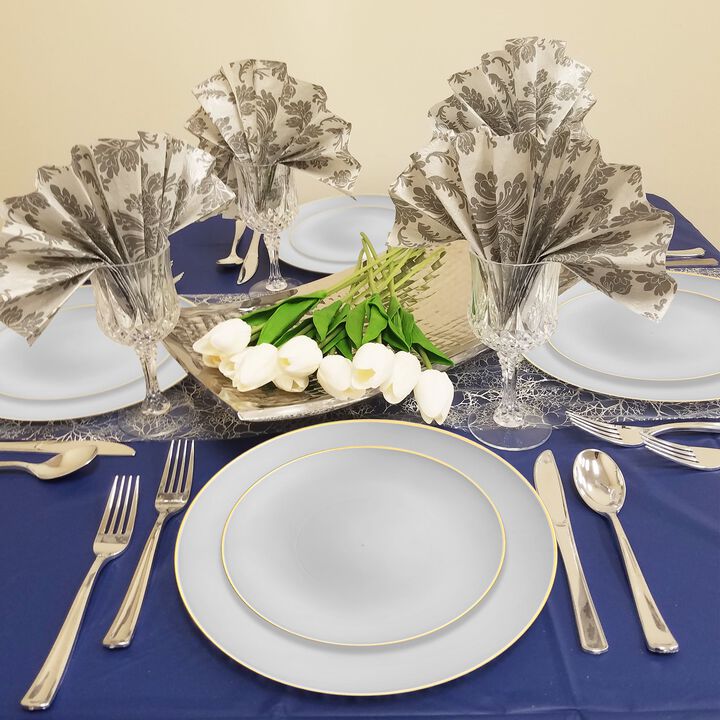 Gray with Gold Organic Round Plastic Dinnerware Value Set (40 Sets)