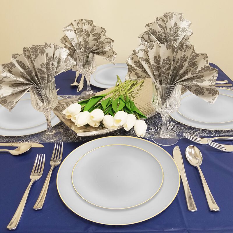 Gray with Gold Organic Round Plastic Dinnerware Value Set (40 Sets) image number 1
