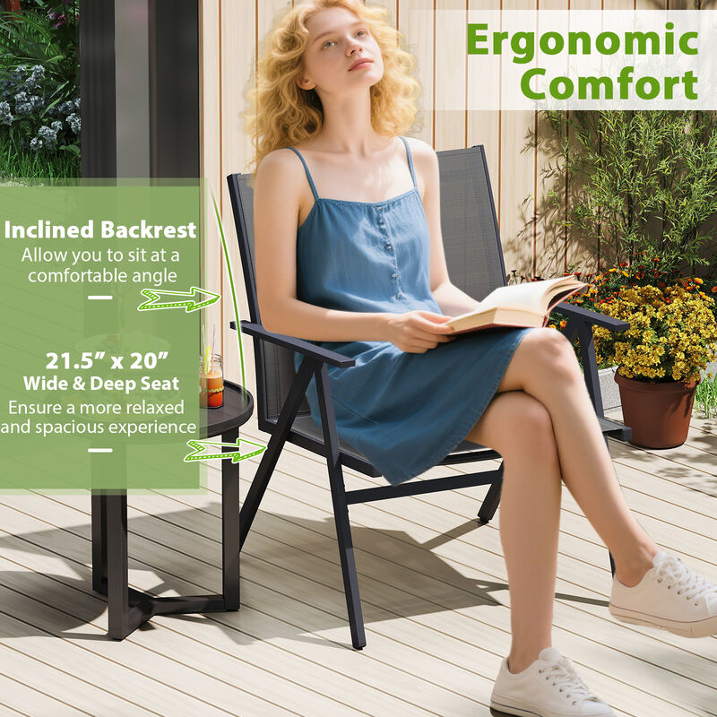 2-Piece Outdoor Dining Chairs with Mesh Fabric and Metal Frame &ndash; Grey image number 7