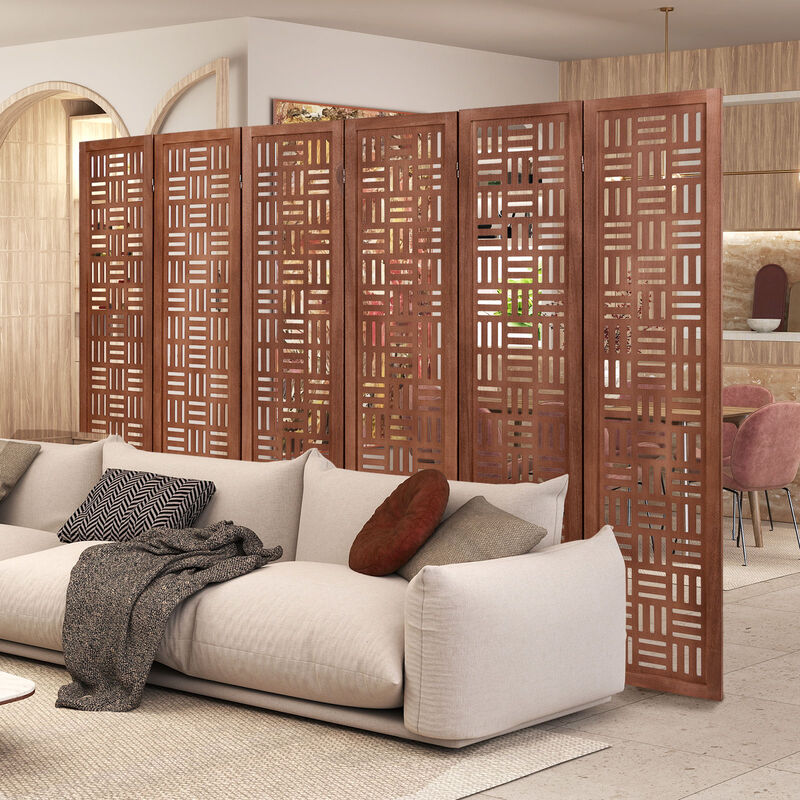 Solid Wood 6 Panel Folding Room Divider Privacy Screen image number 6