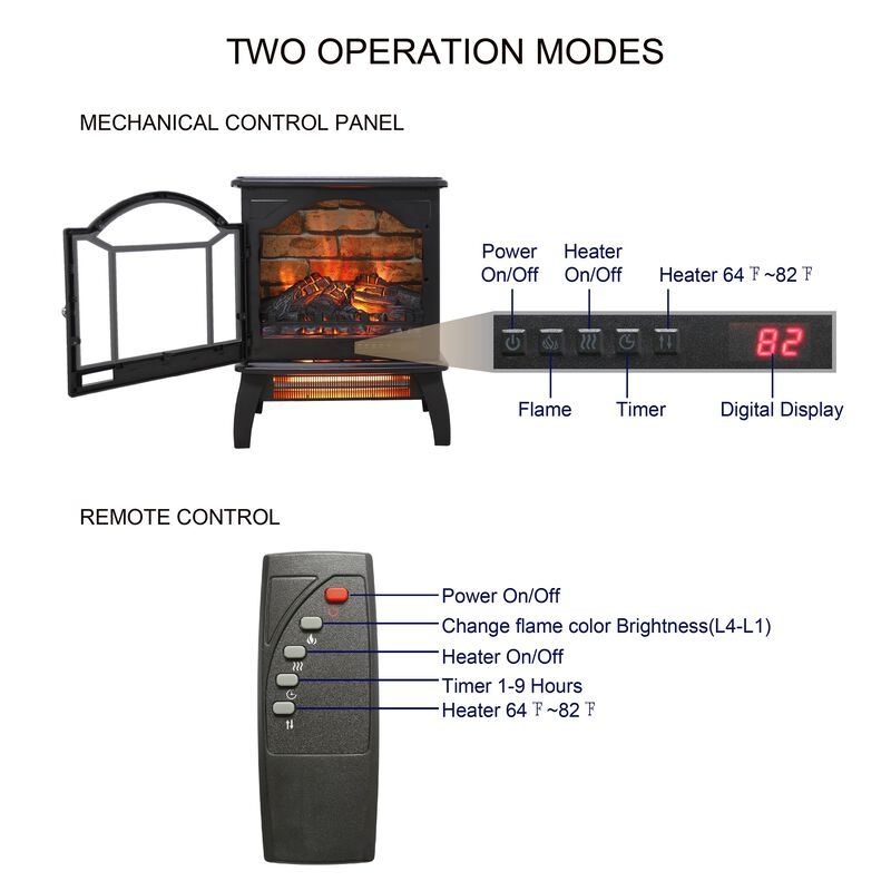 MONDAWE 18 Inch Antique Black 3D Infrared Electric Stove With Remote Control image number 8