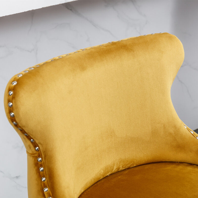 Streamdale Gold Velvet Wingback Bar Stools, Set of 2 image number 9