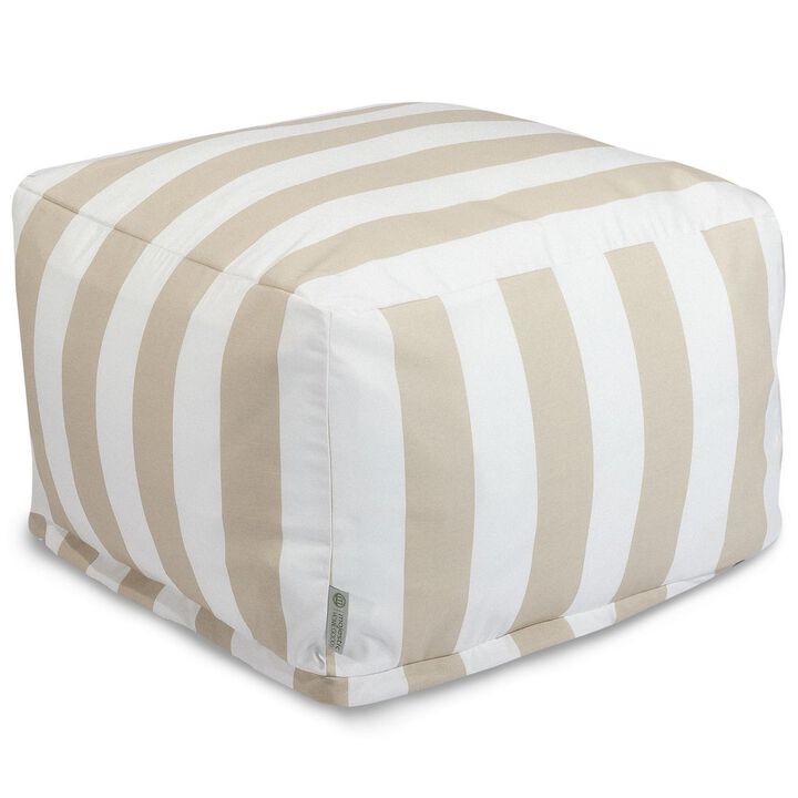 Majestic Home Goods Ottoman Pouf Vertical Stripe Sand