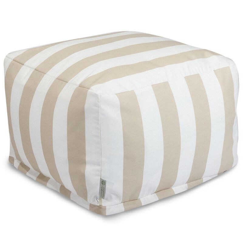 Majestic Home Goods Ottoman Pouf Vertical Stripe Sand